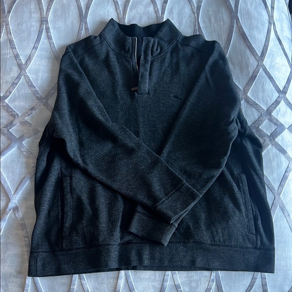 Tommy Bahama Men's Charcoal Half-Zip Sweater